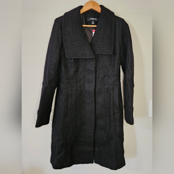 NEW! Kenneth Cole Black Wool Coat Size M - Picture 6 of 14